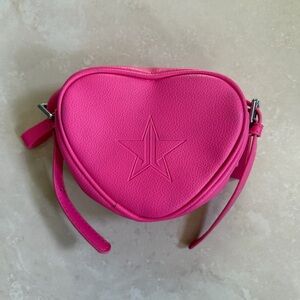 Jefree Star Bright Pink Heart Crossbody Bag with Embossed Star